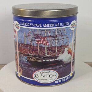 Vintage 1992-93 Trails End Gourmet Caramel Corn Tin 12 Oz Boston Harbor Old Iron